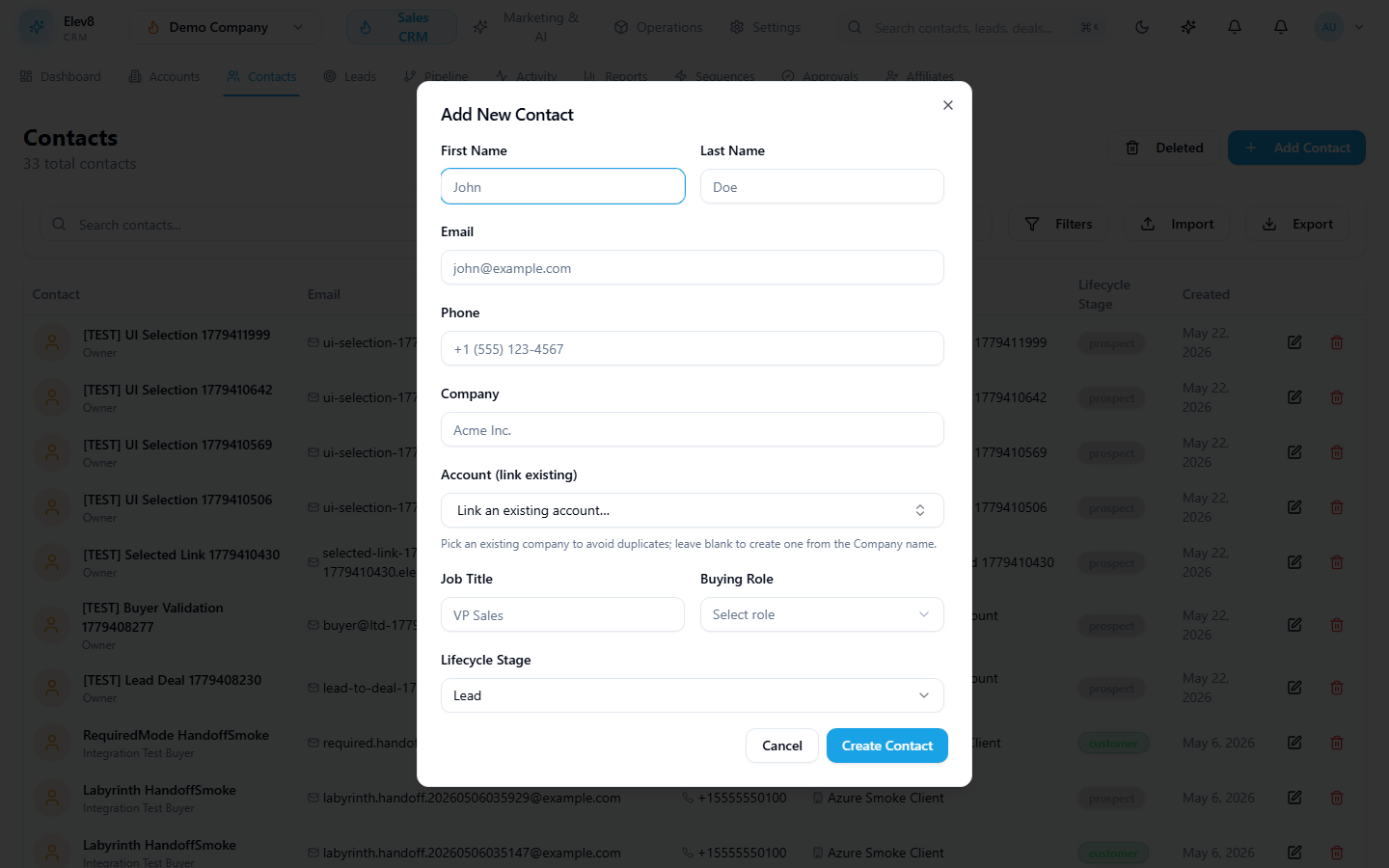 Contact account lookup